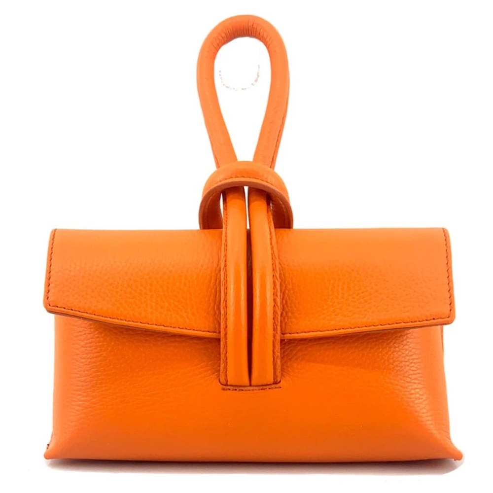 Orange Leather Clutch